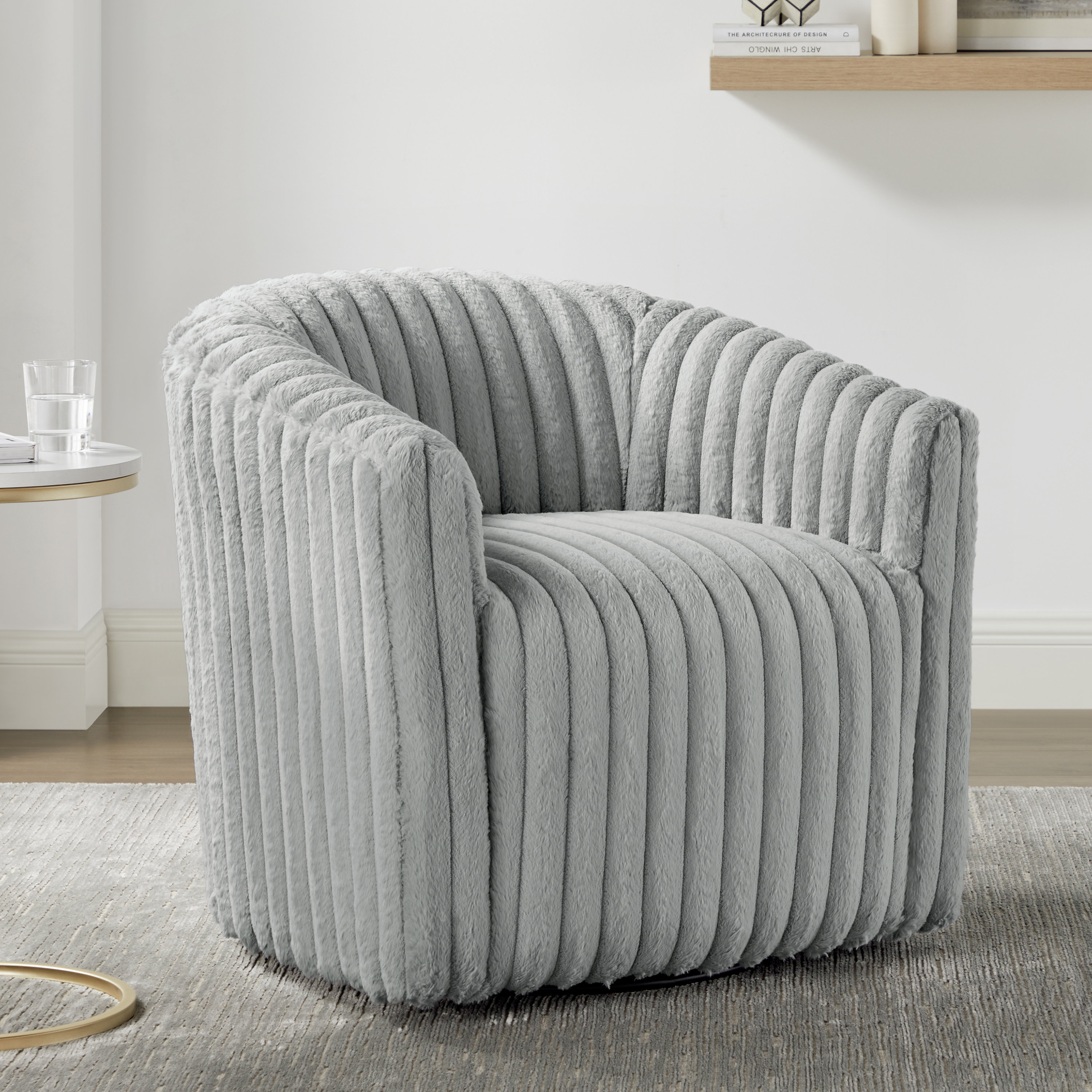 Everly Quinn Steinfort Ultra Plush Wide Cord Like Swivel Barrel Chair Wayfair